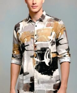 Men’s Premium Abstract Print Casual Shirt – Stylish & Modern Fit
