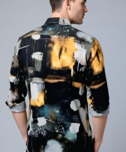 Men’s Fashion Abstract Print Party Wear Shirt