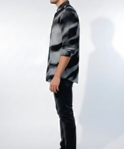 Alternative view of Men’s Modern Abstract Print Casual Wear Shirt – Grey