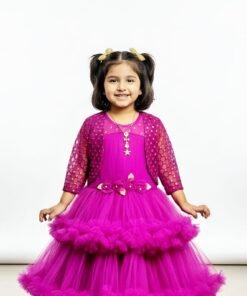 Girls Festive Pink Gown – Perfect for Birthdays & Weddings